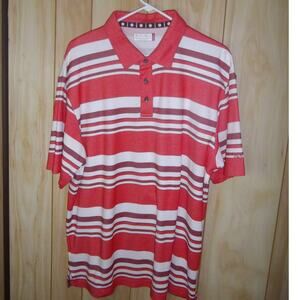 Ben Hogan Striped Collared Button Up Short Sleeve Polo Shirt XL